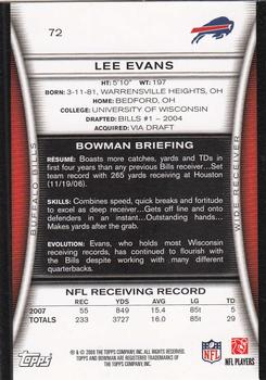 2008 Bowman #72 Lee Evans Back