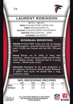 2008 Bowman #74 Laurent Robinson Back