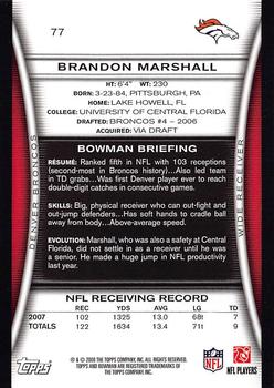 2008 Bowman #77 Brandon Marshall Back