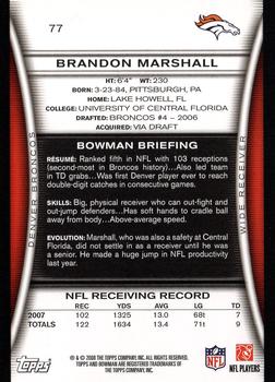 2008 Bowman #77 Brandon Marshall Back