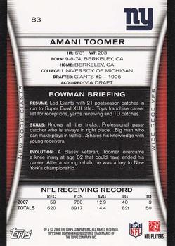 2008 Bowman #83 Amani Toomer Back