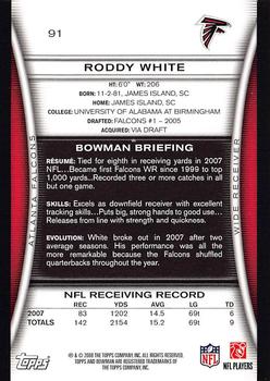 2008 Bowman #91 Roddy White Back