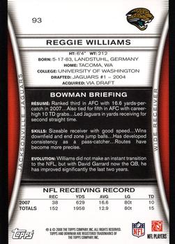 2008 Bowman #93 Reggie Williams Back