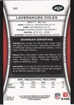 2008 Bowman #96 Laveranues Coles Back