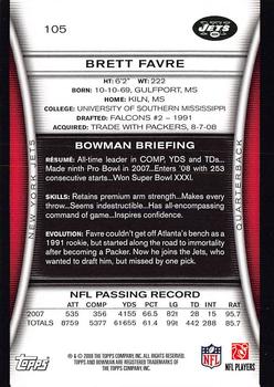2008 Bowman #105 Brett Favre Back