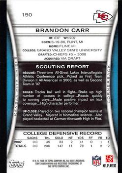 2008 Bowman #150 Brandon Carr Back