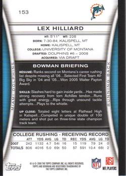 2008 Bowman #153 Lex Hilliard Back