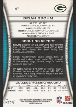 2008 Bowman #167 Brian Brohm Back