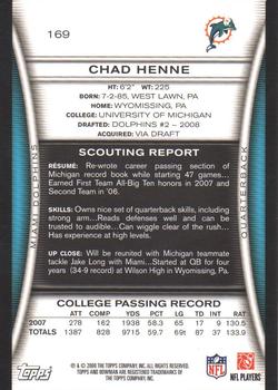 2008 Bowman #169 Chad Henne Back