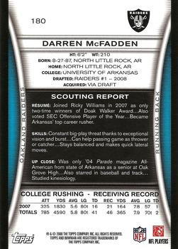 2008 Bowman #180 Darren McFadden Back