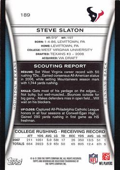 2008 Bowman #189 Steve Slaton Back
