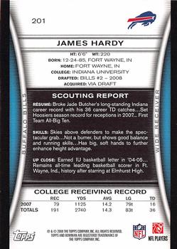 2008 Bowman #201 James Hardy Back