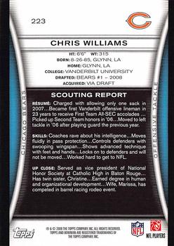 2008 Bowman #223 Chris Williams Back