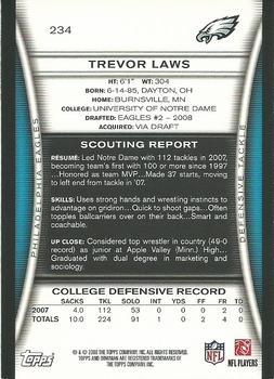 2008 Bowman #234 Trevor Laws Back