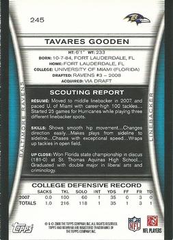 2008 Bowman #245 Tavares Gooden Back