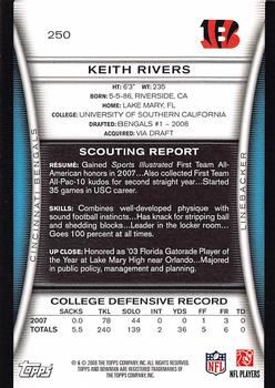 2008 Bowman #250 Keith Rivers Back