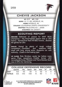 2008 Bowman #259 Chevis Jackson Back