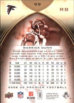 2008 Upper Deck Premier #99 Warrick Dunn Back