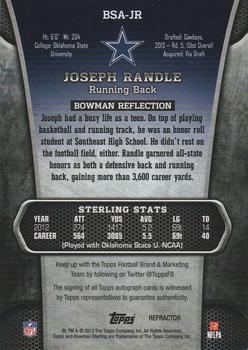 2013 Bowman Sterling - Autographs Black Refractors #BSA-JR Joseph Randle Back
