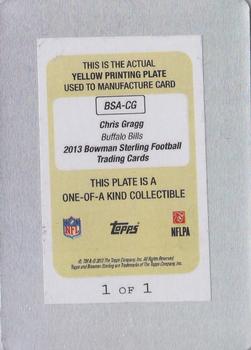 2013 Bowman Sterling - Autographs Printing Plates Yellow #BSA-CG Chris Gragg Back