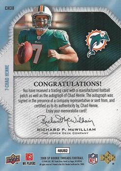 2008 SP Rookie Threads #CH38 Chad Henne Back