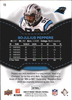 2008 SP Rookie Threads #15 Julius Peppers Back