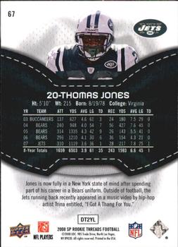 2008 SP Rookie Threads #67 Thomas Jones Back