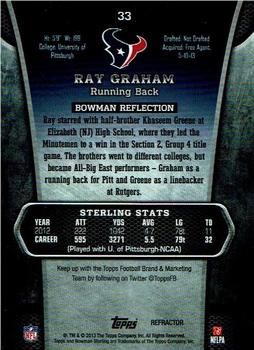2013 Bowman Sterling - Black Refractors #33 Ray Graham Back