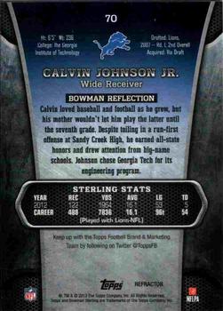 2013 Bowman Sterling - Black Refractors #70 Calvin Johnson Back