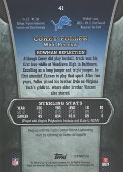 2013 Bowman Sterling - Blue Refractors #41 Corey Fuller Back