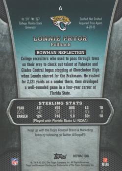 2013 Bowman Sterling - Gold Refractors #6 Lonnie Pryor Back