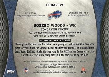 2013 Bowman Sterling - Jumbo Rookie Patches Gold Refractors #BSJRP-RW Robert Woods Back