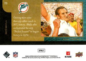2008 Upper Deck Masterpieces #23 Don Shula Back