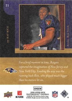 2008 Upper Deck Masterpieces #71 Ray Rice Back