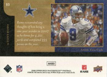 2008 Upper Deck Masterpieces #85 Tony Romo Back