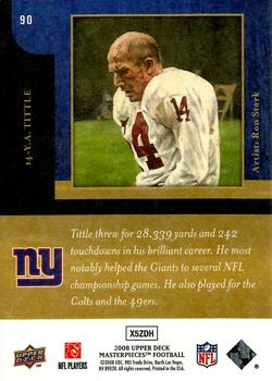 2008 Upper Deck Masterpieces #90 Y.A. Tittle Back