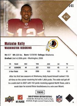 2008 SP Rookie Edition #141 Malcolm Kelly Back