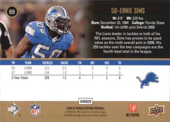 2008 SP Rookie Edition #69 Ernie Sims Back