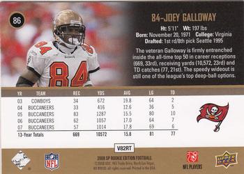 2008 SP Rookie Edition #86 Joey Galloway Back