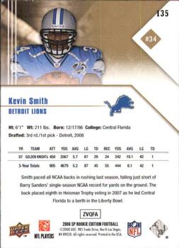 2008 SP Rookie Edition #135 Kevin Smith Back