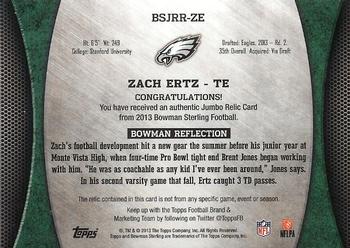 2013 Bowman Sterling - Jumbo Rookie Relics #BSJRR-ZE Zach Ertz Back