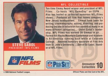 1989 Pro Set - Announcer Collectibles #10 Steve Sabol Back