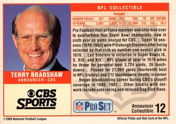 1989 Pro Set - Announcer Collectibles #12 Terry Bradshaw Back