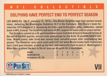 1989 Pro Set - Super Bowl NFL Collectibles #VII Super Bowl VII Back
