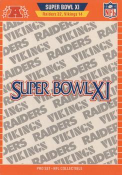 1989 Pro Set - Super Bowl NFL Collectibles #XI Super Bowl XI Front