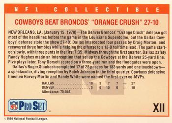 1989 Pro Set - Super Bowl NFL Collectibles #XII Super Bowl XII Back