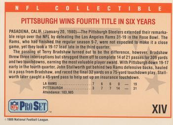 1989 Pro Set - Super Bowl NFL Collectibles #XIV Super Bowl XIV Back