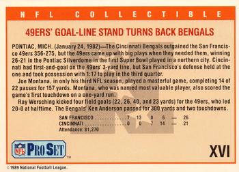 1989 Pro Set - Super Bowl NFL Collectibles #XVI Super Bowl XVI Back