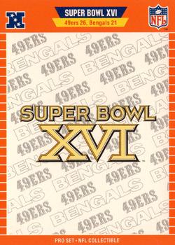 1989 Pro Set - Super Bowl NFL Collectibles #XVI Super Bowl XVI Front