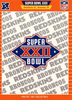 1989 Pro Set - Super Bowl NFL Collectibles #XXII Super Bowl XXII Front